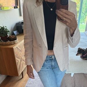 Magaschoni Cream Blazer Lightweight Casual Suit Jacket